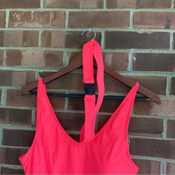 Pink One Piece Swimsuit With Belt Size Large NWOT - Picture 2 of 7